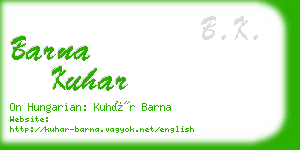barna kuhar business card
